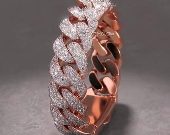 14MM Rose Gold Bracelet, Cuban Link Chain Bracelet, Heavy Cuban Link Bracelet, Hip Hop Jewelry Iced Out Cuban Link Bracelet Bracelet for Men