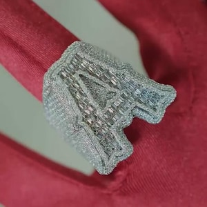 Anillo de moissanita con inicial de hielo para hombre, joyería de hip hop, regalo de cumpleaños para hombre, anillo de campeonato, anillo de hip hop