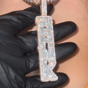 Colgante con letra inicial completamente helada, colgante de hip hop helado, joyería para hombres, regalo de cumpleaños, letras mayúsculas personalizadas, colgantes de rapero