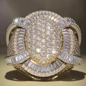 Anillo de moissanita VVS para hombre, con acabado escarchado, anillo baguette de moissanita auténtica, joyería de hip hop, anillo brillante estilo hip hop