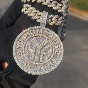 Aangepaste volledig bevroren ronde briefhanger, VVS Moissanite Diamond Round Diamond, ronde Moissanite-hanger, Iced Out-hanger, hiphophanger