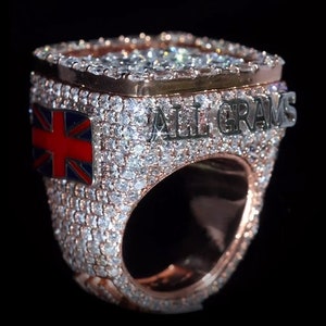 Anillo de moissanita con diamantes VVS para hombre, anillo con letras de hip hop, anillo de moissanita personalizado con acabado brillante, anillo con acabado brillante, regalo de joyería de hip hop, anillo de hip hop