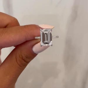 Lab Grown Emerald Cut Engagement Ring, 4.75ct Lab Grown Diamond Solitaire Ring, IGI Certified Diamond Ring, Emerald Cut Diamond Ring