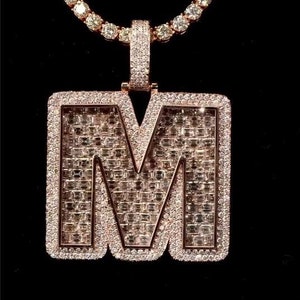 Colgante completamente helado, colgante con letra de moissanita real, joyería para hombres, joyería de hip hop para rapero, colgante unisex, colgante de hip hop