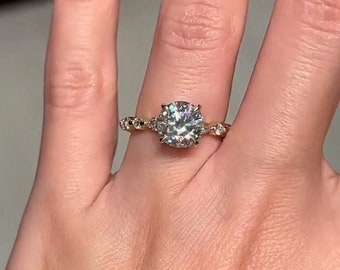Lab Grown Diamond Ring, Round Cut Lab Grown Engagement Ring, Gold Solitaire Promise Ring, Round Solitaire Ring, Gift for mom, Ring For Her