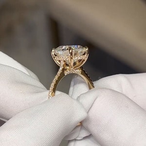 5.5 CT Elongated Cushion Cut Moissanite Engagement Ring Solitaire 14K Solid Yellow Gold Ring Bridal Gift Ring Promise Ring Moissanite Ring