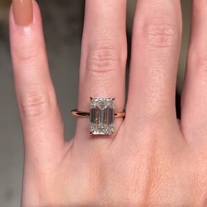 5.5 Ct Emerald Cut Engagement Ring, Moissanite Ring, Emerald Cut Ring, Promise Ring, Gift for her, Wedding Ring, Emerald Moissanite, Emerald