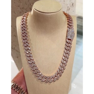 16 mm Baguette Miami Cuban Chain, 925 Sterling Silver, Baguette Cuban Chain, Iced Out Cuban Necklace, Miami Hip Hop Chain, Hip Hop Chain