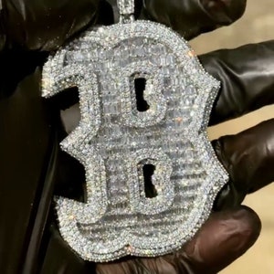 Colgante con letra inicial personalizado, joyería de hip hop, colgante con letra inicial helada para él, joyería de moissanita hecha a mano, joyería para hombres
