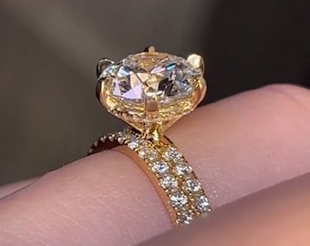 3.50 CT Lab Grown Diamond Solitaire Engagement Ring Set, Matching Diamond Band, Wedding Band Lab Grown Diamond Bridal Set Round Diamond Ring