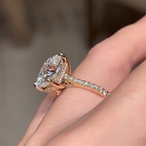 4.0ct Elongated Cushion Cut Lab Grown Ring, Lab Grown Solitaire Ring, Cushion Cut Lab Diamond, Engagement Ring, Gift for her, Bridal ring