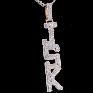Colgante de moissanita VVS1 personalizado con hielo, colgante de hip hop, colgante unisex, colgante con letra inicial, regalo para él, colgante para hombre