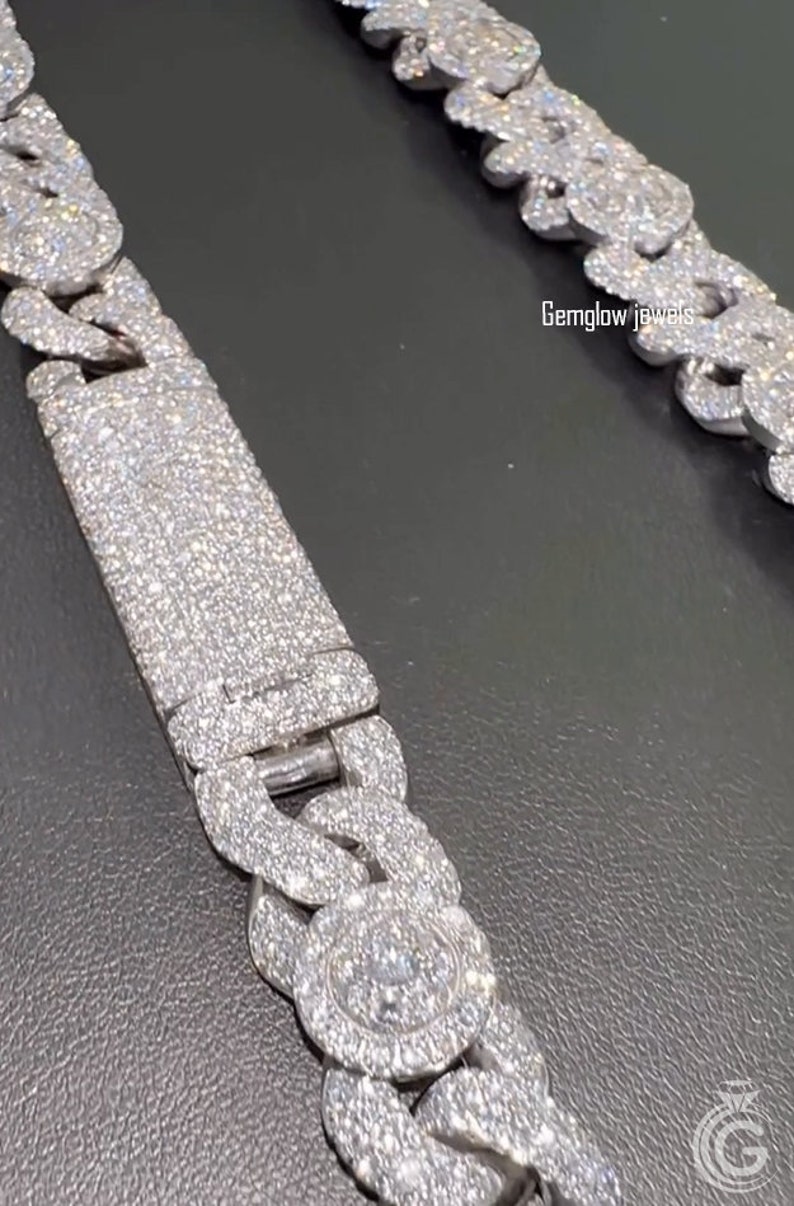 16mm Iced Out Miami Cuban Link Chain, 925 Sterling Silver Cuban, Iced ...