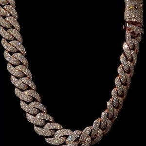 18mm Luxury Round Moissanite Cuban Link Chain, Moissanite Cuban Chain, Diamond Iced Cuban Link, Hip Hop Necklace Bling luxury Jewelry