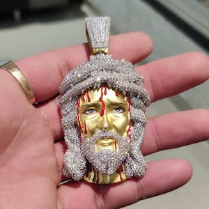 Custom Hip Hop Pendant For Men, Iced out jesus pendant, Moissanite jesus pendant, Icy Diamond Jesus Face Necklace, Jesus Face Pendant, Jesus