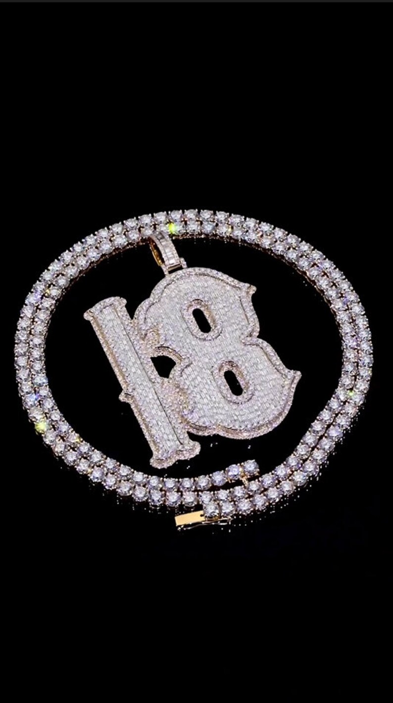 Rapper Pendant Numbers Custom Iced Out Any Number Pendant, Iced Out VVS Letter Hip Hop Pendant ...