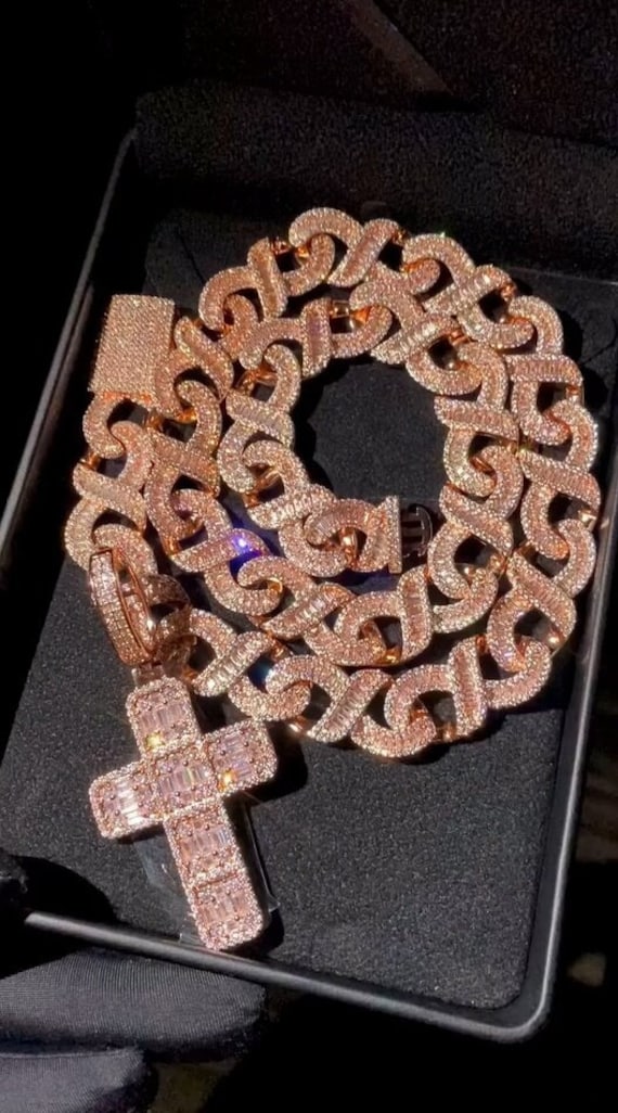 16mm VVS1 Moissanite Infinity Link Chain, Men's Hip Hop Cuban