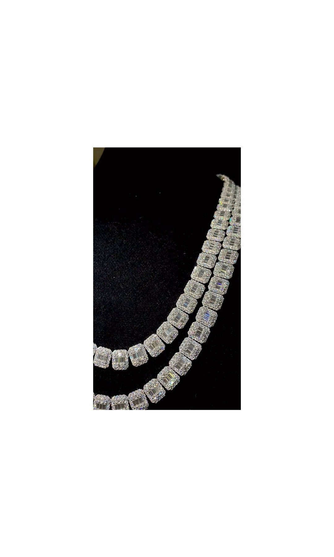 10mm Men's Baguette Tennis Chain Necklace, Iced Out Necklace