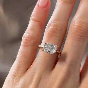 1 CT Elongated Cushion East West Engagement Ring, IGI Certified Elongated Cushion Cut Lab Grown Diamond Solitaire Ring, Wedding Gift Ring