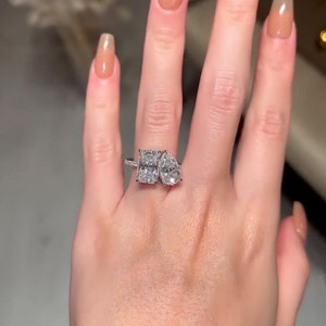 6 Ct Toi Et Moi Celebrity Engagement Ring, Two Stone Promise Ring