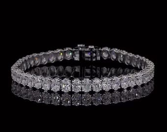 Bracciale tennis con diamanti simulati taglio ovale, bracciale con moissanite, bracciale con diamanti da laboratorio, stile celebrità, bracciale tennis, regalo di anniversario