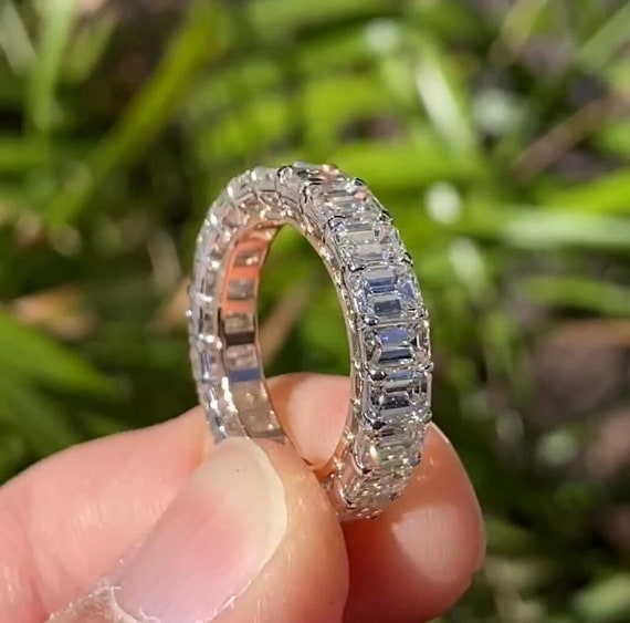 Anello Dell'eternità In Argento Sterling Con Zirconi Taglio Smeraldo - 6 Mm - Italia - Foto 4