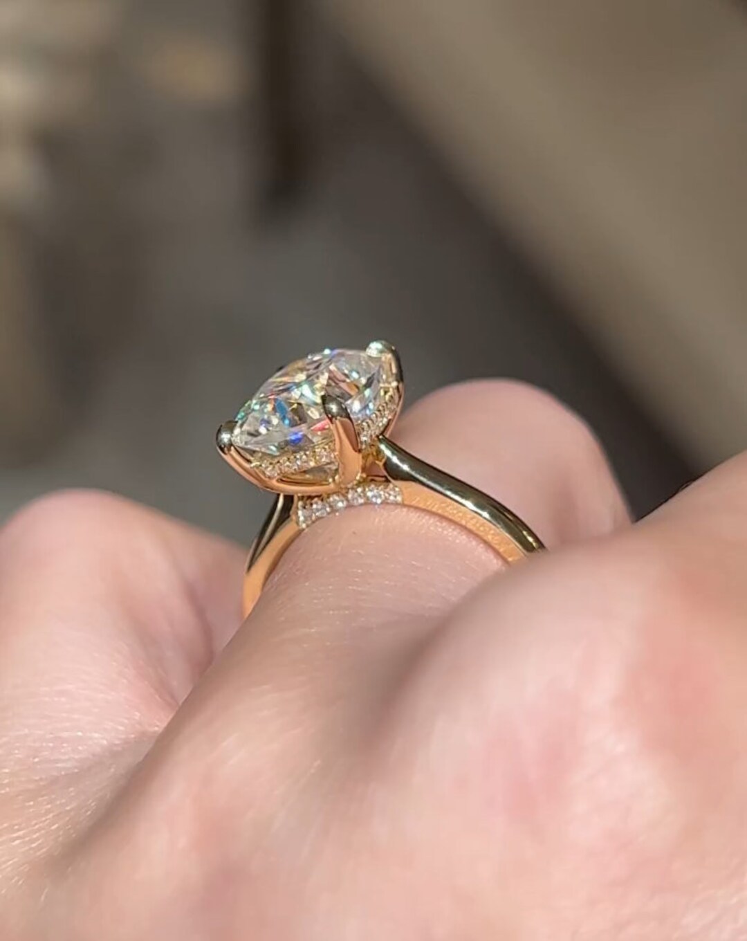 CT Elongated Cushion Cut Hidden Halo Engagement Ring