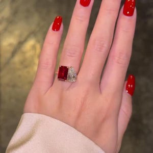 Toi Et Moi Emerald and Pear Engagement Ring, Two stone lab grown ring, Birthday Gift, Bridal Set ring, Two stone ring, Anniversary gift