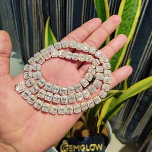 10MM Iced out tennis chain, Baguette & Round Tennis Chain Necklace, Hip Hop Iced Out Chain, Luxury Hip Hop Jewelry, Hip Hop tennis necklace