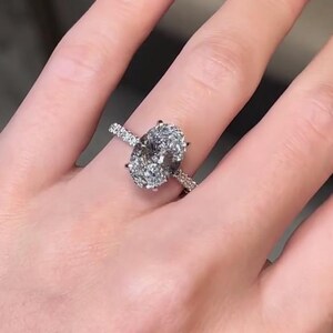 3.40 CT Oval Lab Diamond Engagement Ring, Oval Lab Grown Diamond Ring, CVD Diamonds, Oval cut Solitaire ring, 14k Gold Ring Hidden Halo Ring