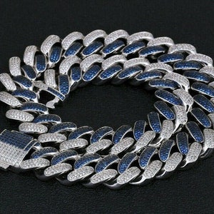 12 mm Iced Out Cuban Link Chain, Dwukolorowy naszyjnik Miami Cuban Link Chain, Cyrkonia sześcienna, okrągły łańcuszek hip-hopowy, Iced Out Sterling Silver