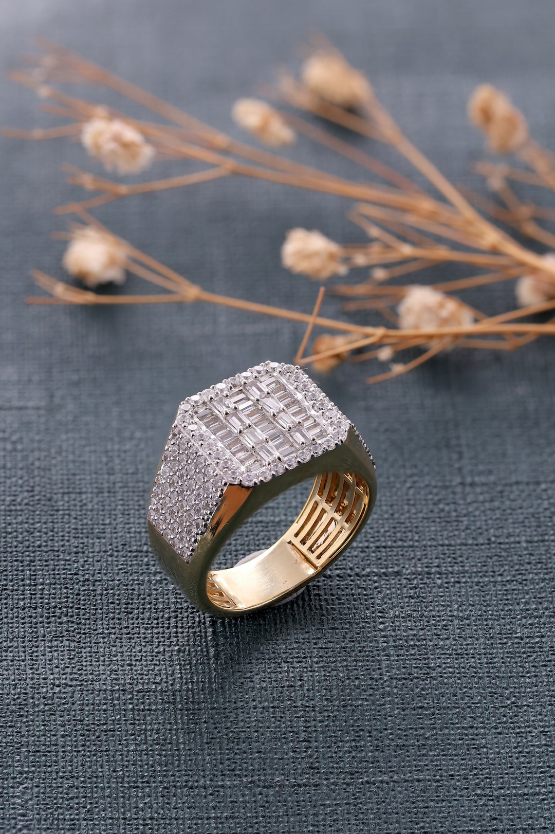 Iced Out Square CZ Ring for Men – Hip Hop Fashion Jewelry