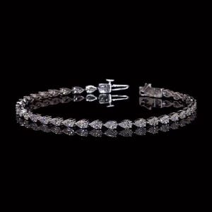 Bracciale tennis con taglio a pera per donna, regalo di anniversario per lei, bracciale tennis con diamanti taglio a pera coltivati in laboratorio, regalo di compleanno per sua moglie/fidanzata