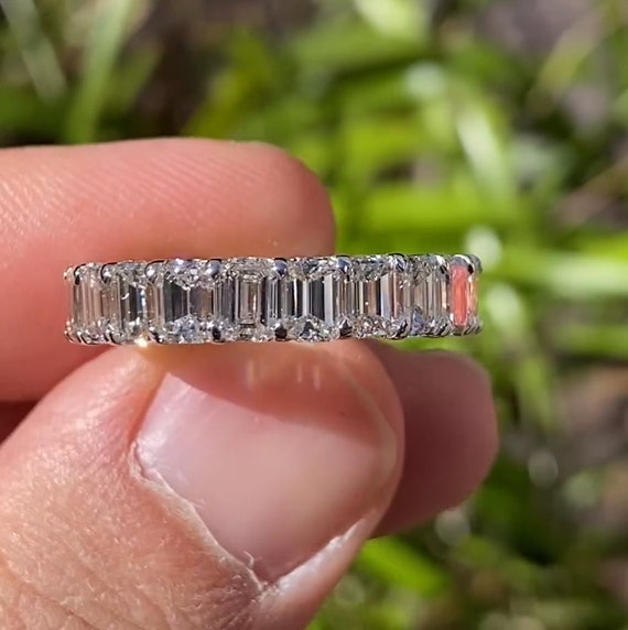 Anello Dell'eternità In Argento Sterling Con Zirconi Taglio Smeraldo - 6 Mm - Italia - Foto 7