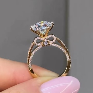 3CT Round Cut Lab Grown Diamond Ring, Round Cut Diamond Engagement Ring, 6 Prong 14k Yellow Gold, IGI Certified, Bridal Ring For Her