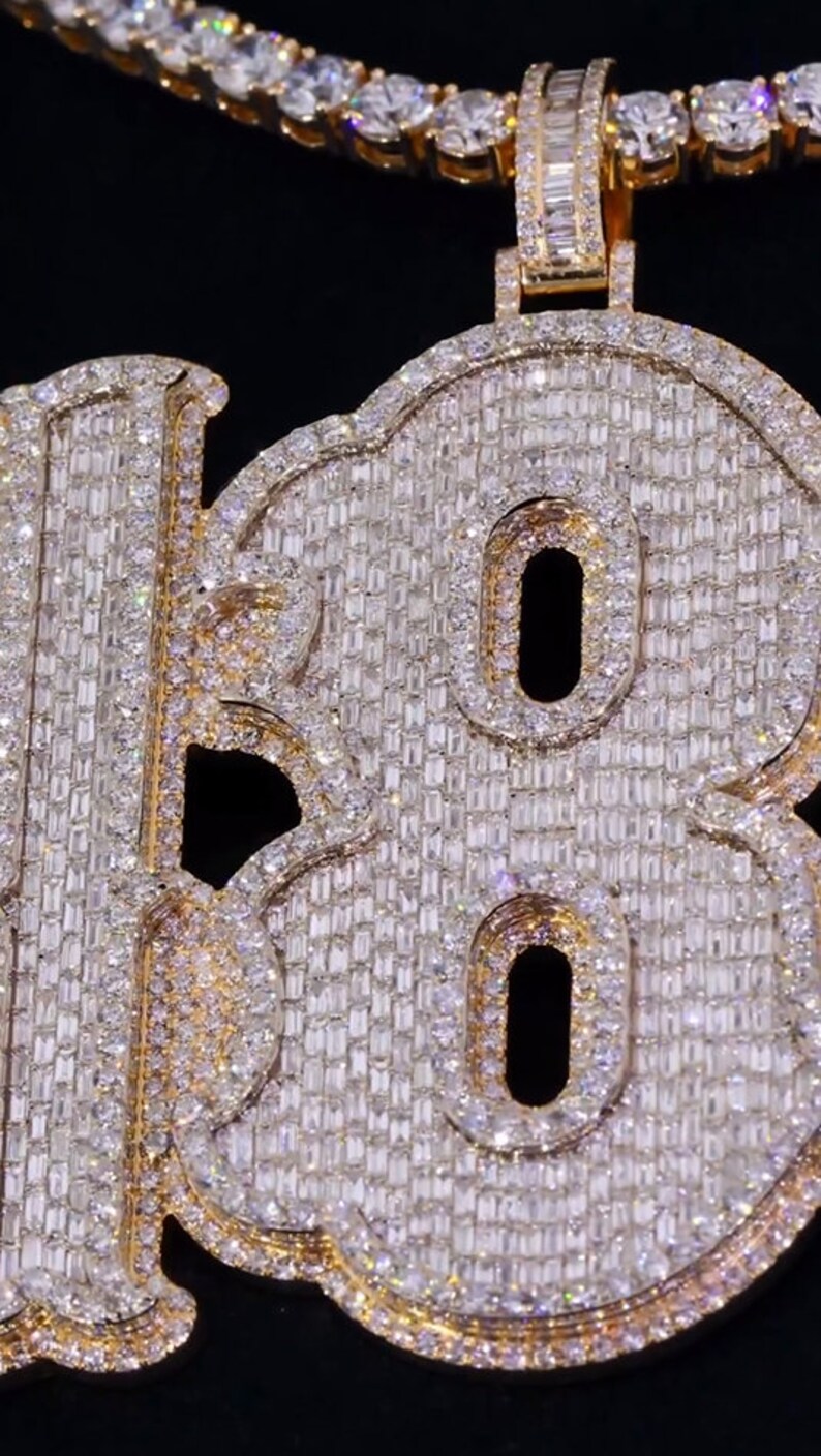 Rapper Pendant Numbers Custom Iced Out Any Number Pendant, Iced Out VVS Letter Hip Hop Pendant ...