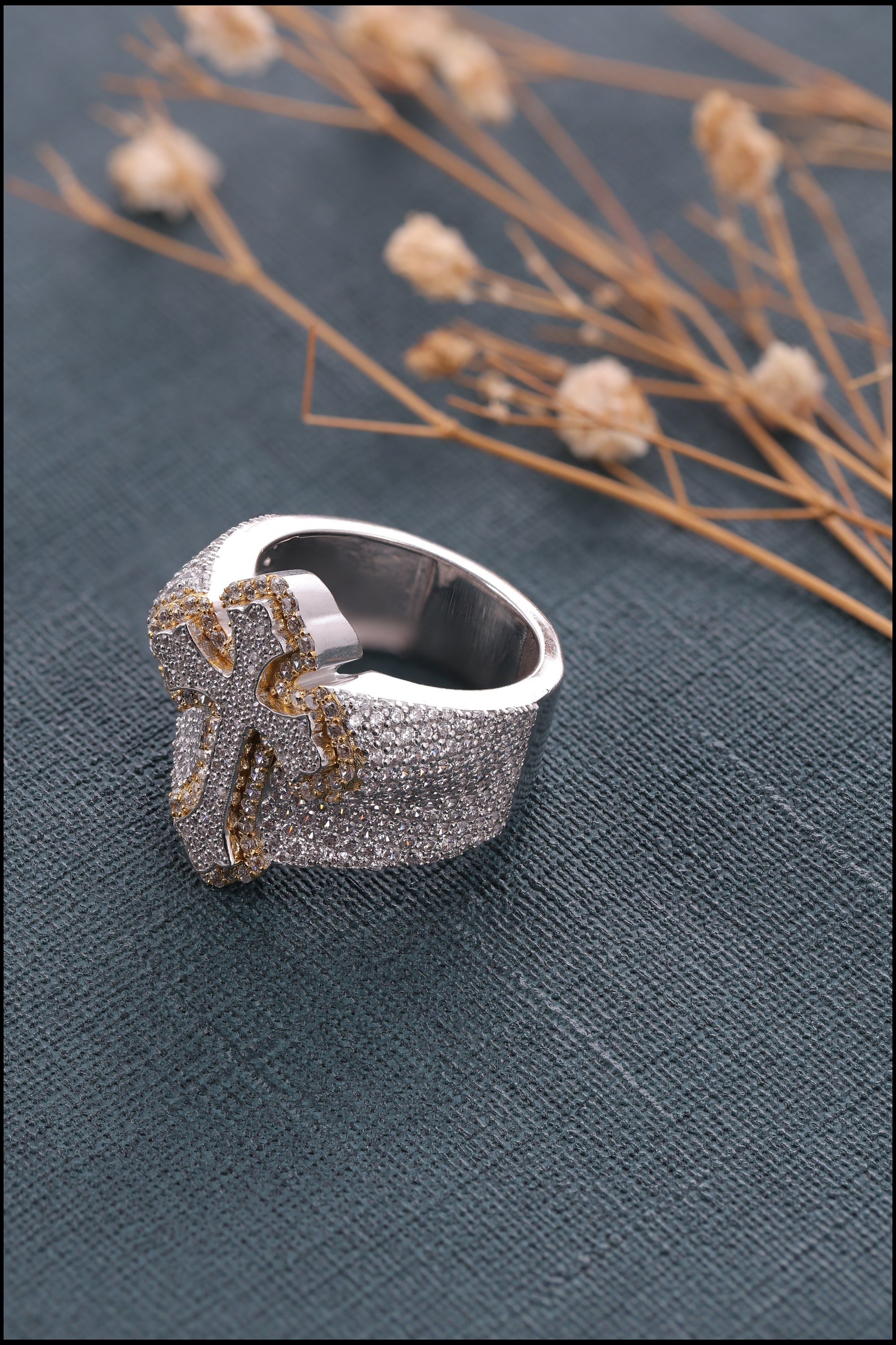 Jesus Ring, Men's Cross Ring, Diamond Cross Ring, Men's Iced