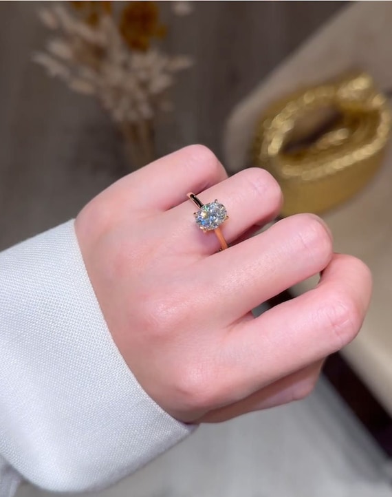 Ct Oval Cut Moissanite Ring, Oval Cut Ring, Hidden Halo Ring - Main Image