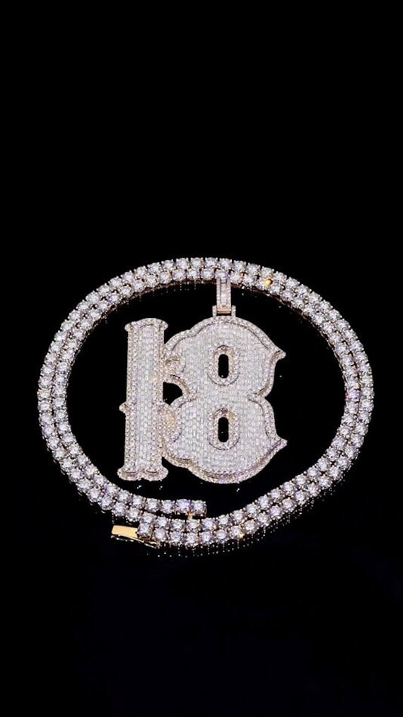 Custom Iced Out Any Number Pendant, Iced Out VVS Letter Hip Hop