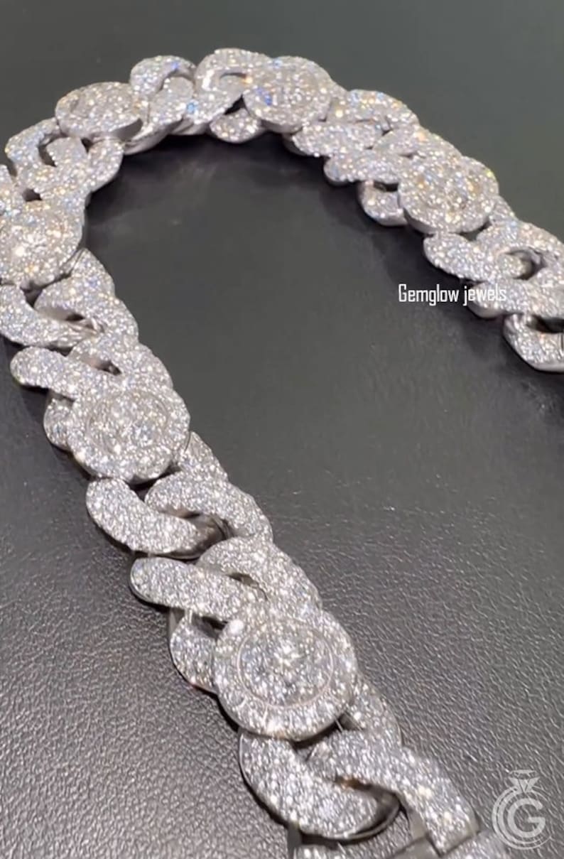 16mm Iced Out Miami Cuban Link Chain, 925 Sterling Silver Cuban, Iced ...