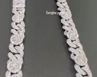 アクセサリー Iced Out Cuban Chain Necklace 16mm Iced Out Miami Cuban Link Chain, 925 Sterling Silver Cuban