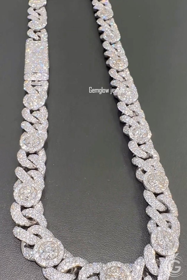 16mm Iced Out Miami Cuban Link Chain, 925 Sterling Silver Cuban, Iced ...