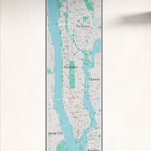 Map of Manhattan, New York, NYC wall map. Large 21&quot; x 60&quot; Original illustration - City Guide Map print - City Map - Wall Decor
