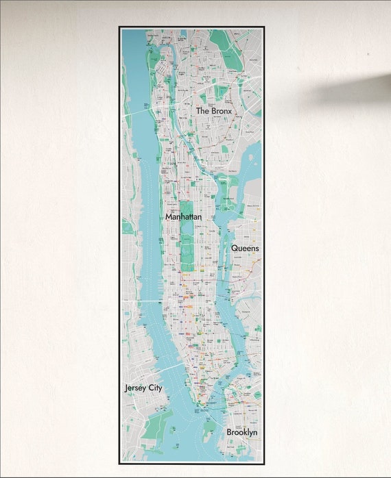 Map of Manhattan, New York, NYC Wall Map. Large 21