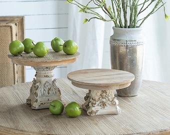 Handgefertigte rustikale Holz Tortenplatte - Bauernhaus Küche Dekor, Hochzeitstorte Platte, Holz Service Platte