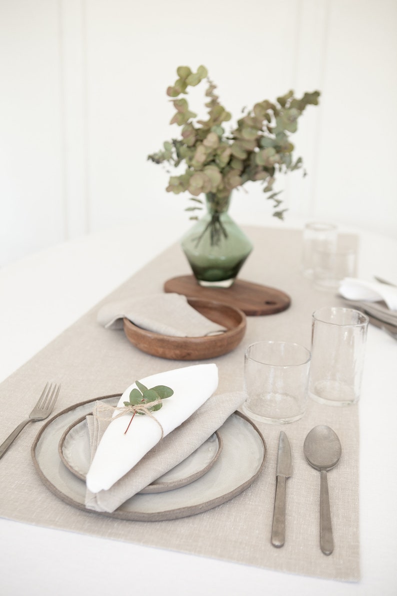 Light Brown Table Runner, Handmade Linen Table Cloth, Small Table Runner for Table Decor, Washable Custom Table Cover, Mother's Day Gift image 2