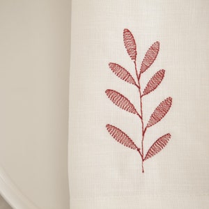 Leaf Embroidered Napkin, 2PCS Handmade Linen Napkin Set, Floral Cloth Napkins, Dinner Napkins Set, Linen Napkins, Napkin for Table