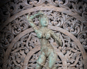 Handmade Vintage Bronze Rustic Naag Kanya Sculpture - Vintage-inspired - Aged Bronze Finish - Versatile Decoration - Art Enthusiasts
