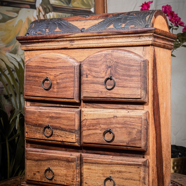 Antiques Hand carved  six drawer jwellery box Exquisite Pattern  storage box  Collection  Drawer wooden cabinet.