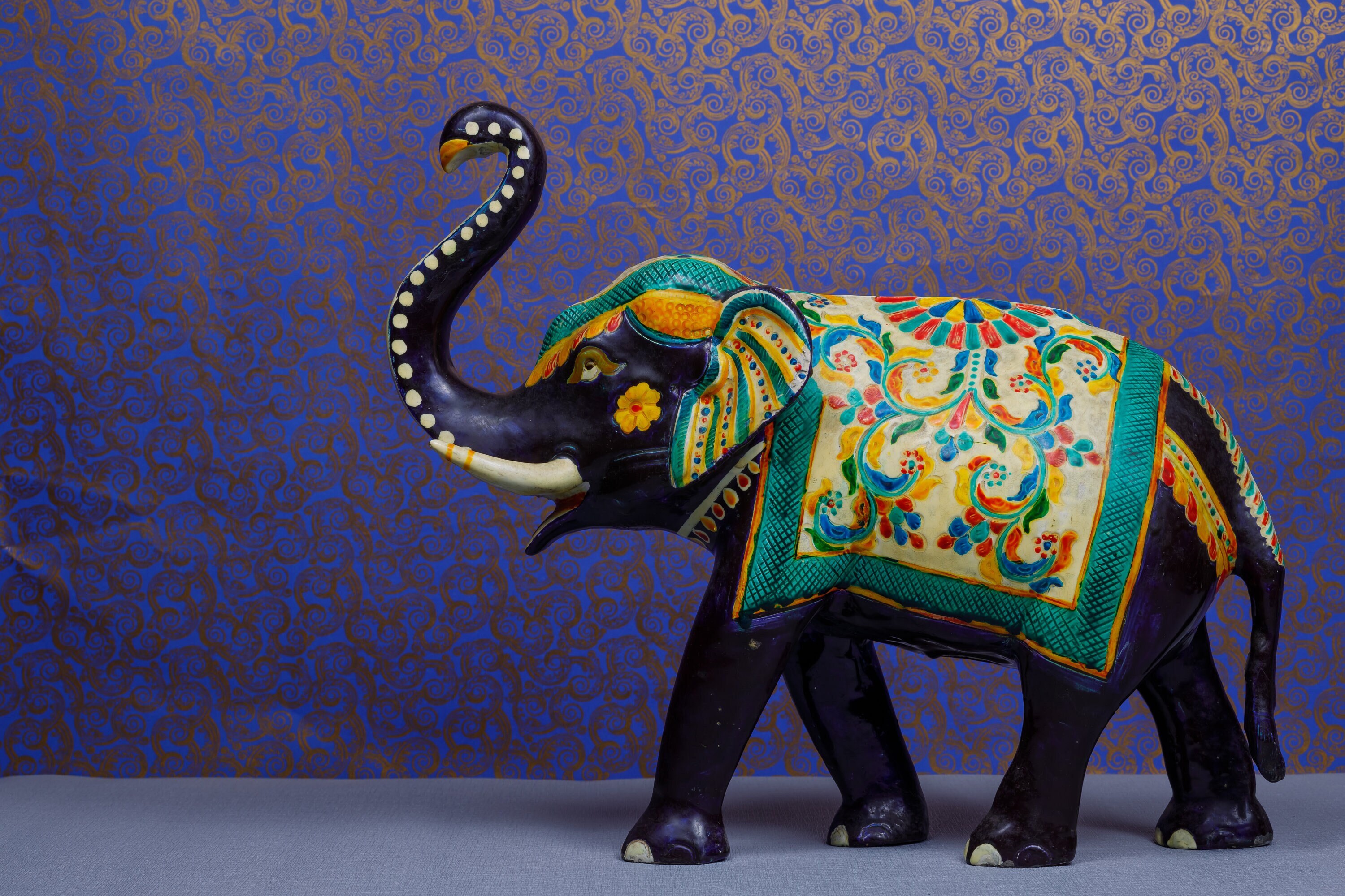Meenakari Decorative Metallic Ambari Elephant (Set of 2) - Animal Decor